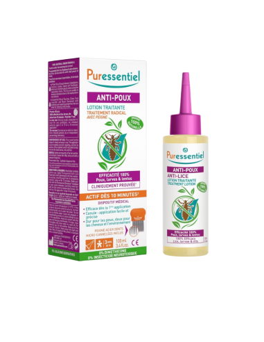 PURESSENTIEL Loción Tratamiento Anti-Piojos 100 ml con Peine